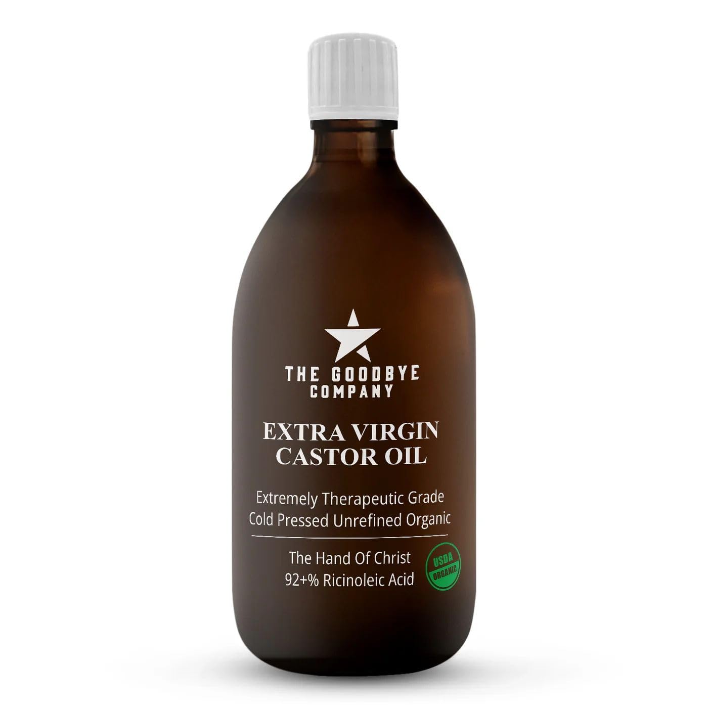 The Goodbye Company Organic Castor Oil – 100% Pure Extra Virgin, Cold-Pressed & Unrefined – Hexane-Free – Nourishing Oil for Healthy Skin, Hair Growth & Eyelashes (250mL)USDA Organic