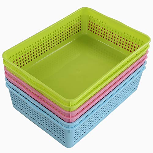 Ponpong A4 Cestas de Almacenamiento Plastico 6 Unidades, Color Azul, Verde y...
