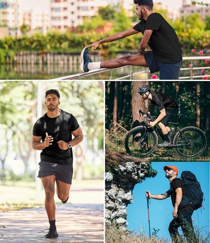 Image of Kinglaman 1 /5 Pack Mesh Workout Shirts for Men Dry Fit Gym Quick Dry Athletic Short Sleeve Sports T-Shirt Moisture Wicking
