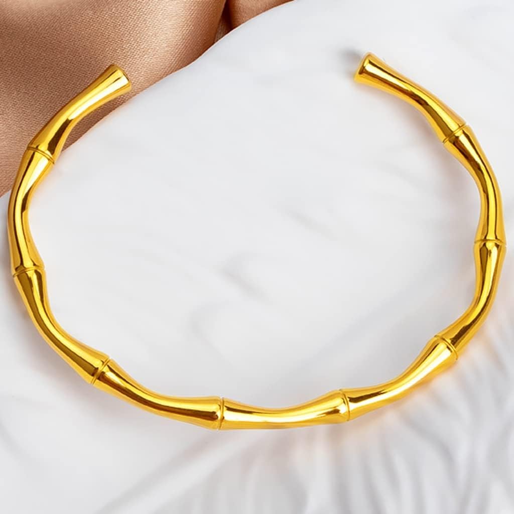 Jude Jewelers Stainless Steel Classical Plain Bamboo Style Open Cuff Bangle Bracelet - Image 3