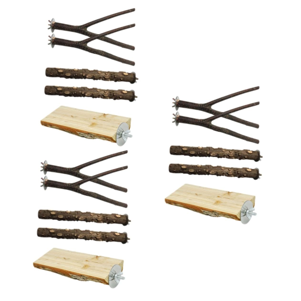 Yardwe 15 Piezas Palo pie Loro Jaula pájaros Percha Madera Plataforma para pájaros Suministros para jaulas periquitos Juguetes Perchas pájaros para Loros Puesto pájaros