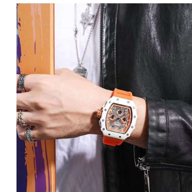 Image of Men's Automatic Mechanical Watch | Barrel Design, Stainless Steel, 10M Waterproof Sport Watch | Ideal for Weddings & Parties-MDV