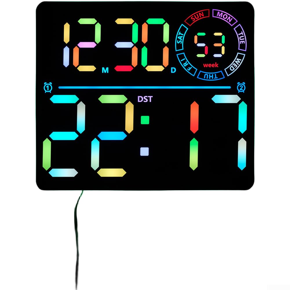 Horloge murale numérique LED grand écran pour lire l'heure sans fatigue visuelle