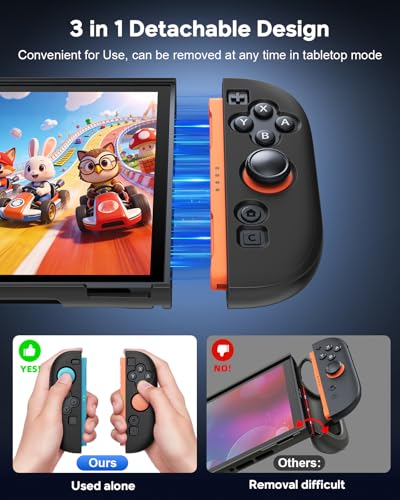 Image of Switch 2 Cover Case&Screen Protector, FYOUNG Dockable Shell for Nintendo 2 | Cute Case, 9H Tempered Glass, Thump Grip, Switch 2 PC Hard Protective Case, Split Design, Precise Cutouts, Slim Shockproof
