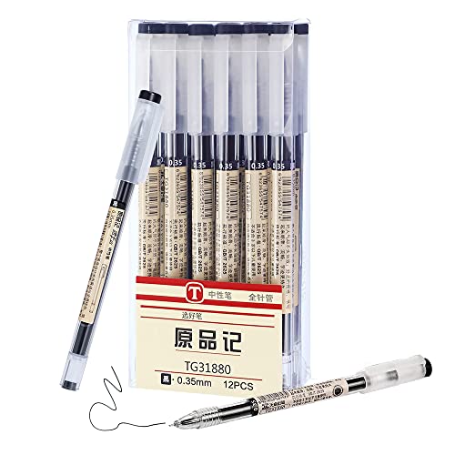 DXLing 12 Pezzi Penne Nere Gel 0.35mm Nero Penne