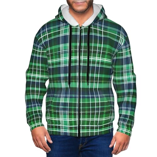 Sweat à capuche zippé finitions soignées en polyester doux écossais