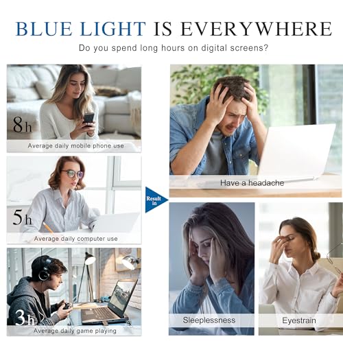 Image of Blue Light Glasses For Woman Men - Anti Eyestrain UV Protection Computer Gaming Eyeglasses Blue Light Blocking Glasses