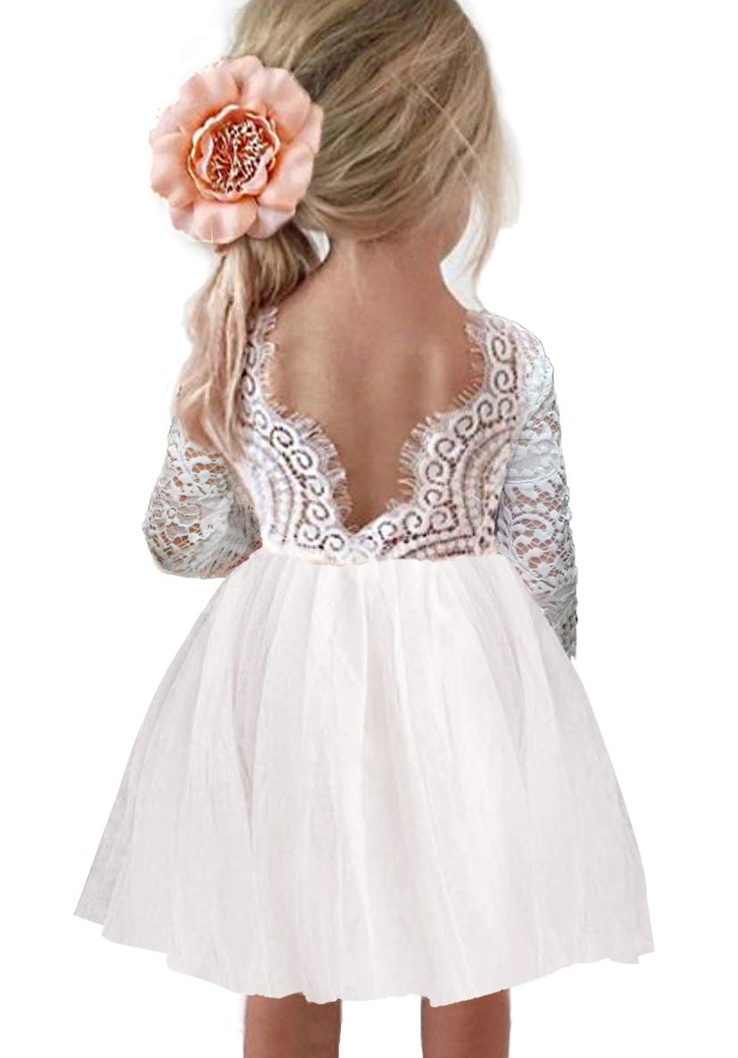 Topmaker Flower Girl Dress for Toddler Baby Girls,Lace Tulle Dress for Wedding,Birthday Party,Photoshoot,Special Occasion