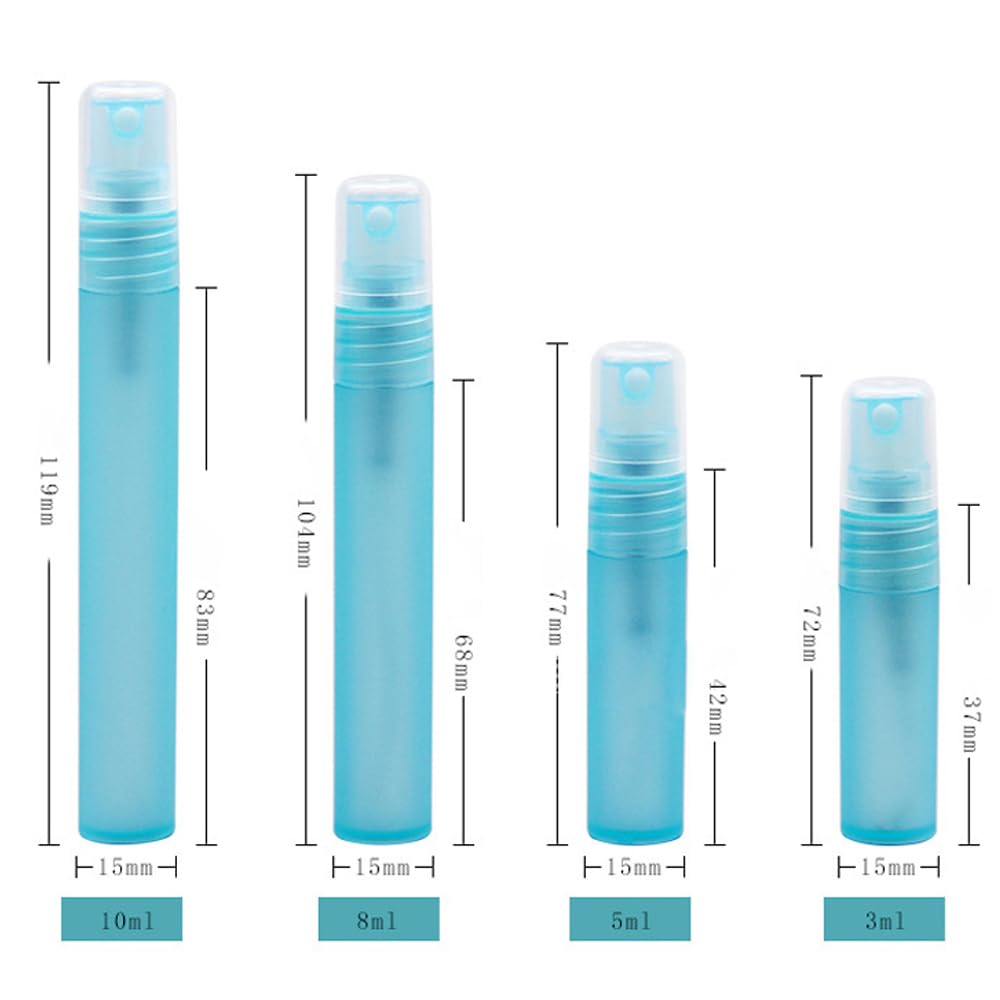 100 Unidades Frascos Mini Vacíos de Plástico con Pulverizador 3/5/10ml, Botellas Recargables Portátiles para Difusores de Fragancia, Perfume, Muestras Cosméticas y Viajes (azul,5ml,100)