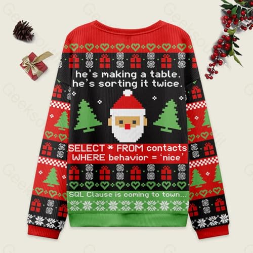 Ugly Christmas Sweatershirts Sql Clause Is Coming to Town Christmas Sweatshirts For Women,Men2