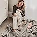 LongBay Women's Open Toe Slippers Fuzzy Fluffy Memory Foam Comfy Slip On Indoor Bedroom Home Slide (Medium / 7-8, Gray)
