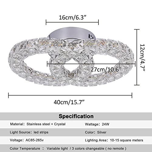 GreeLustr Lampadario in cristallo, 3 plafoniere a