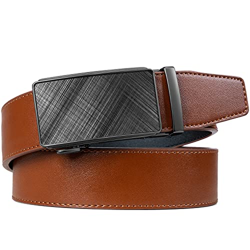 Image of Founders & C Men's Ratchet Belt 1 3 /8 inch,Leather Dress Belt Adjustable with Click Sliding Buckle Trim to Exact Fit