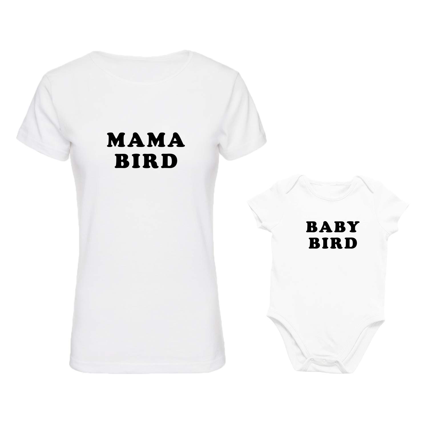 Slogan Print T-Shirt - Cute Matching Mom and Baby Onesie - Mama Bird Baby Bird