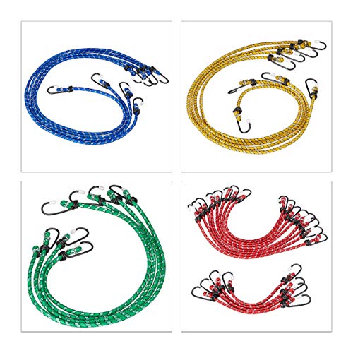 Relaxdays Spanngummi 24er Set, Gepäckspanner für Auto & Fahrrad, 5 Größen, Universal Gummispanner mit Haken, mehrfarbig