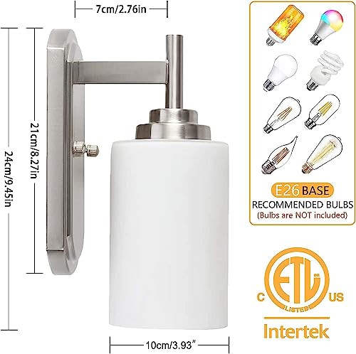 Galtlap MB20033-1 Modern Wall Sconces Set Of 2, Bathroom Vanity Lights With White Frosted Glass, Wall Lighting Fixtures Satin Nickel thumb #4