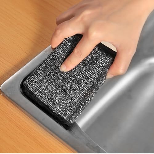 12 spugne abrasive a doppio lato, antigraffio, per lavare pentole, padelle, padelle (nero)