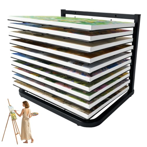 Image of LIAQICHA Art Drying Rack for Classroom - 10 Removable Shelves, Wall /Tabletop Art Rack & Storage Rack for Art Studio, Craft Room, Desktop - Canvas, Painting, Paper Drying Rack, Print Display Rack