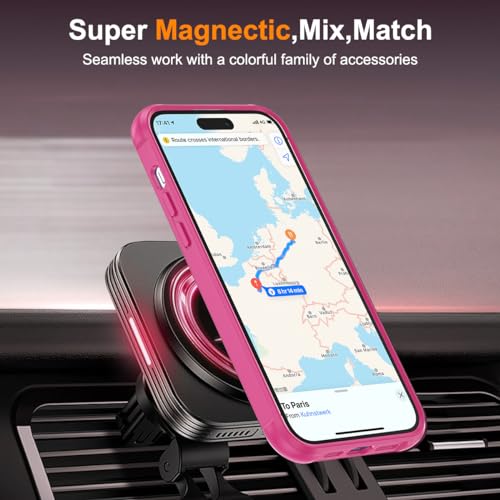 Image of Compatible with iPhone 12 /13 Pro Max Case with Stand 6.7 inch,Rose Red | Matte Translucent Phone Case for iPhone 12 /13 Pro Max,360 Magnetic Ring Stand,Compatible Mag-Safe,Military Grade Protection