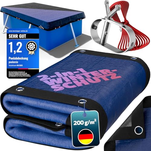 poolomio® Poolabdeckung 549 x 274 cm Intex Ultra XTR Frame Pool | 2in1 Solarplane & Winterabdeckung | 200g/m² PE Poolplane Abdeckplane | UV-beständig, Algen- & Schmutzschutz | Planenmaß: 680 x 380 cm