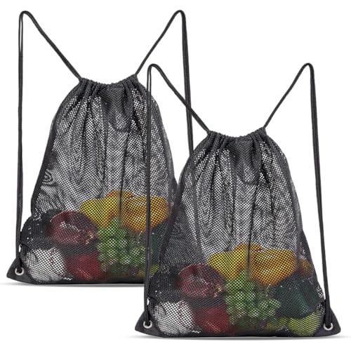 2 peças mochila desportiva com cordão, mochila de malha, bolsa de malha para ginásio, mochila de praia, sacos com cordão ajustável, mochila com cordão, para natação, mergulho, ginásio