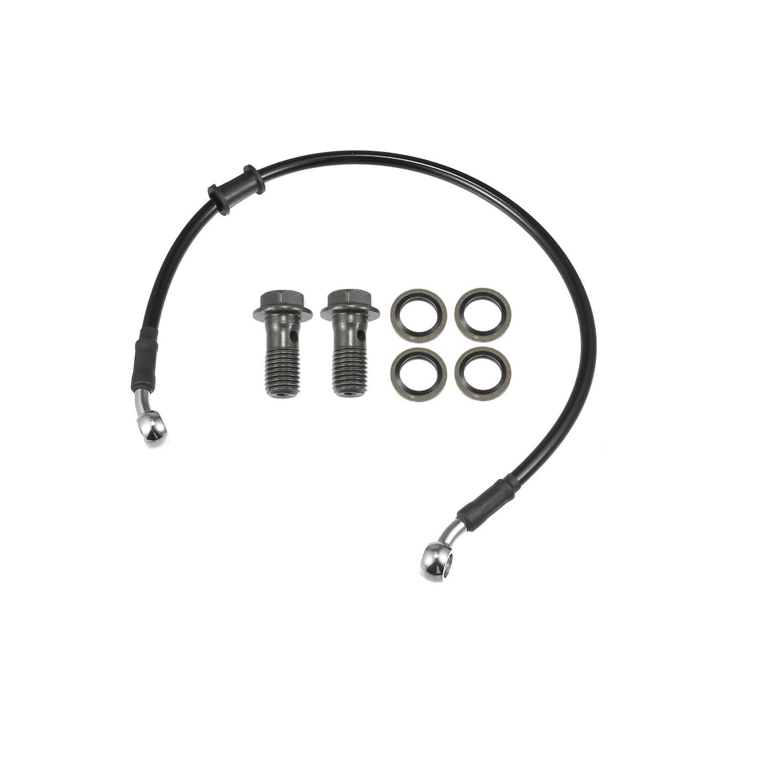 Ksxzw Black- Silver Motorbike Part Motorbike Accessories Motorcycle Braided Hydraulic Brake Line Oil Hose Pipeline 50Cm 28 Degree