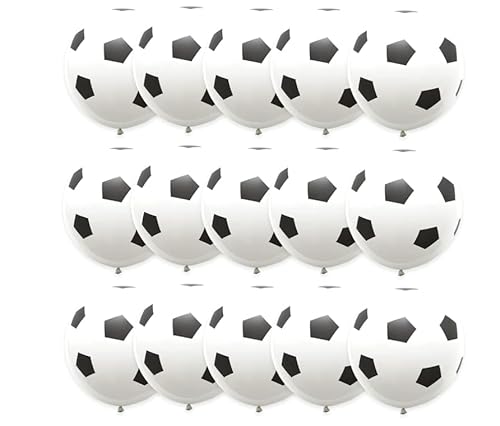 15 Pezzi palloncini a tema calcio, 30,5 cm, colore bianco e nero,Palloncini Stampa Di Calcio per feste a tema sport, decorazione per feste a tema calcio