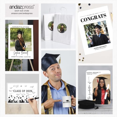 Andaz Press Photo Personalized Storybook Graduation Collection, Wine Bottle Labels, 20-Pack, Custom Image