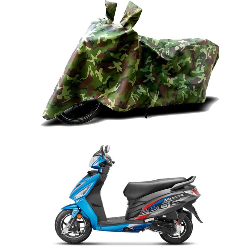Image of 100% Water Resistant Bike Scooty Two Wheeler Body Cover Compatible for Hero Maestro Edge 110 FI /UV-Rays /Heat Protection /Birds Dropping /Scratchproof /Dust Proof /Waterproof /All [Green MJ]