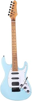 Electric Guitar 7 Strings AdjustableBridge Electric Solid Body Guitar Modern Maple Wood SSH Pickup Professional PerformanceLight blue