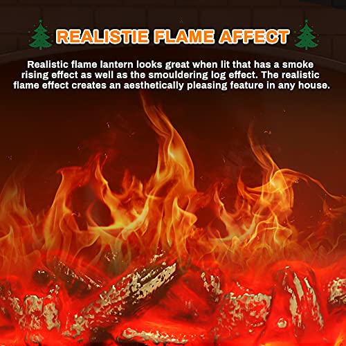 Image of Fireplace Lamp Led Flame Log Effect Rectangle Fire Place Lantern USB Powered Simulation Flameless Fire Lights Battery Operated Fire Flame Lamp for Home Decor Indoor Christmas Ornaments (Large)