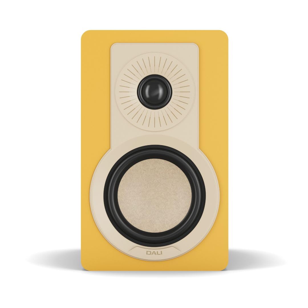 DALI KUPID Premium-Kompakt-Passiv-HiFi-Regallautsprecher, 2-Wege-Design mit 4,5-Zoll-Tieftöner und 1-Zoll-Hochtöner, inklusive Wandhalterung (Paar) – Goldgelb