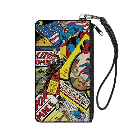 Cartera con cierre de hebilla, accesorio grande Superman, Superman, 8 x 5 pulgadas - Multi - 16.5 x 9 cm
