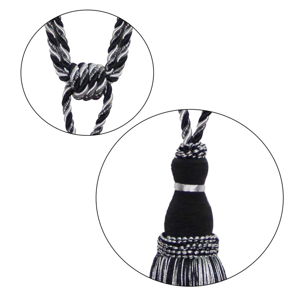 Alzapaños para Cortinas Lazos Decorativos Elegantes con borlas for Sujetar Cortinas(Mix Black,2pcs)