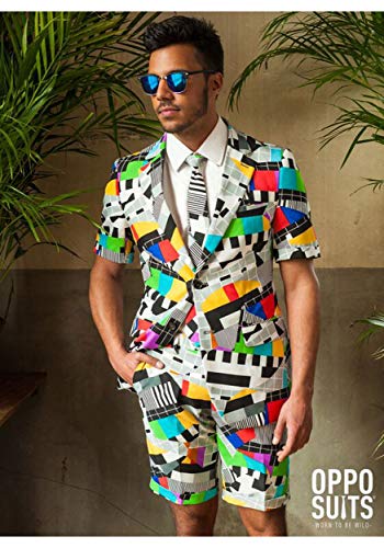 Opposuits Men's Summer Suit - Retro 90's Printed Outfit - Slim Fit - Includes Short Sleeved Blazer - Shorts and Tie4