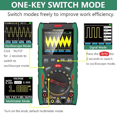 3 in 1 Handheld Digital Oscilloscope Multimeter Portable Oscilloscopes, 12MHz Bandwidth, 50MSa/s Sampling Rate with Multimeter and Signal Generator (YP101A)