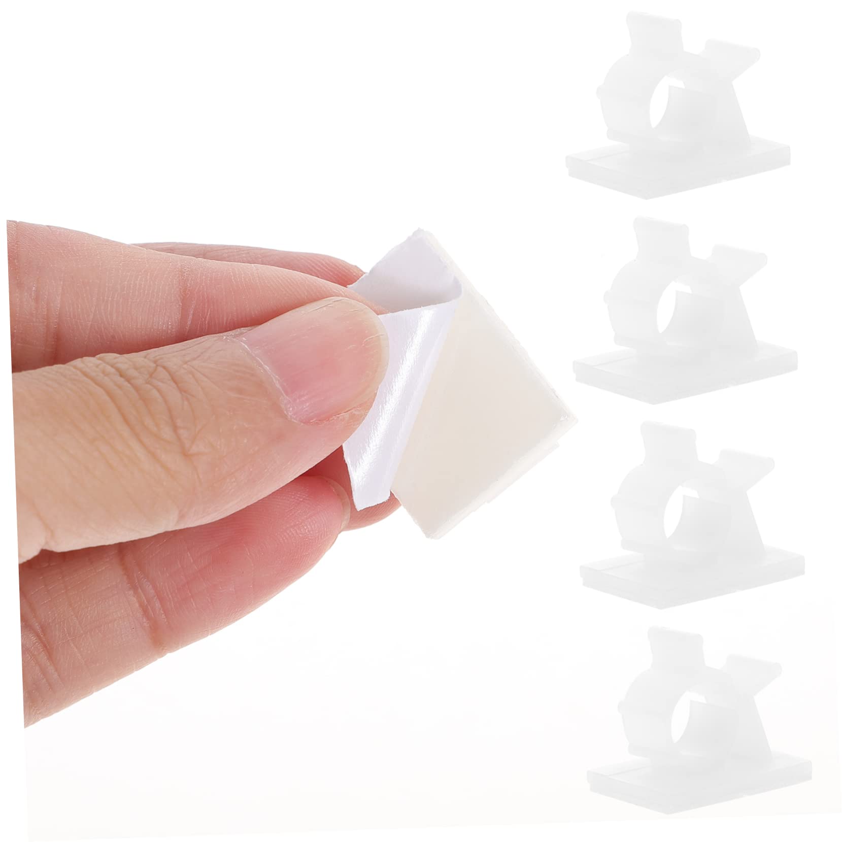 Mikikit 1set Adhesive Cable Clips Self Adhesive Cord Holders for Efficient Cable Management Durable Organizers for Home Office and Car Easy to Use No Trace Left 100pcs