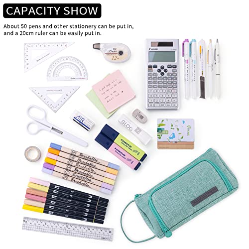 Easthill Large Capacity Pencil Case Pen Bag Pouch Holder Multi-Slot School Supplies For Middle High School Office College Teen Girl Adult Simple Storage Mint Green #TOP1
