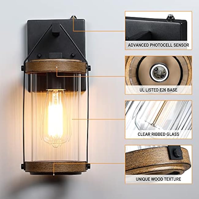LONEDRUID Outdoor Wall Light Fixtures with Dusk to Dawn Photocell Sensor, Waterproof