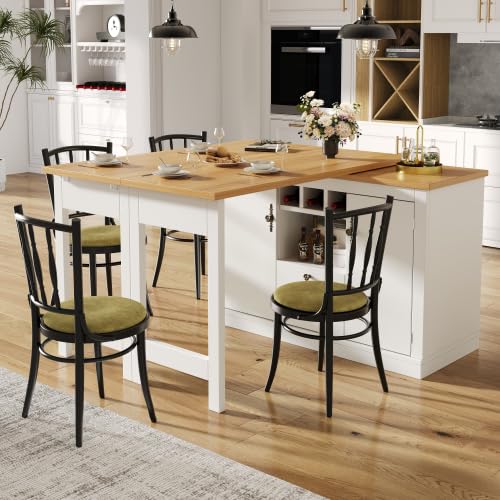 Merax Table de bar extensible 120-180×40×76cm, Table debout pivotante, îlot de cuisine avec bar/comptoir, Table à manger extensible, Buffet avec espace de...