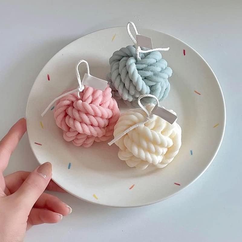 Miniatura 7 de TOPYS Paquete de 2 moldes de silicona para velas, molde de bola de lana gruesa 3D y molde de bola de lana fina, molde de fondant con diseño de bola