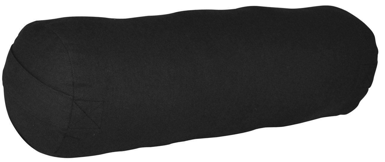 YogaAccessories Small Junior Sized Round Cotton Yoga Bolster - Black