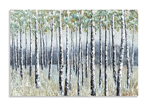 Image of Yihui Arts Aspen Tree Paintings - Modern Abstract Forest Wall Art - Landscape Pictures with Embellishments for Living Room Bedroom Bathroom Decor