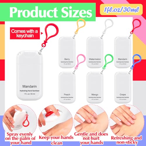 Image of 12 Pack Mist Hand Sanitizer Spray Keychain Cute Mini Hand Sanitizer Travel Size Bulk 1oz Scent Moisturizing Back to School Teacher Gift Classroom Variety Pack for Gym Purse Backpack(White,Simple)