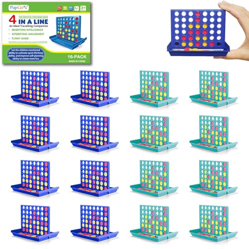 Pup Go 16er Pack 4 in Einer Reihe ReisespielFür Kinder ab 3 Jahren, Mini Connect 4 Brettspiel für Kinder ab 3 Jahre, Reise- und Gesellschaftsspiel, Ideal für Kindergeburtstag & Gastgeschenke