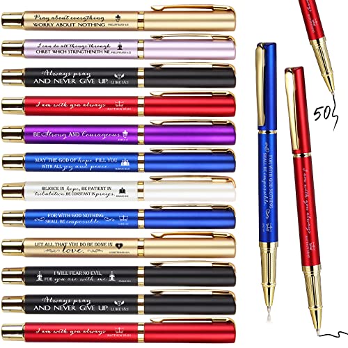 50 Pcs Christian Pens Bible Verse Ballpoint Pen Inspirational Quotes Bible Pens Motivational Scripture Funny Pens for Adults Encouraging Religious Ballpoint Gift for Women Men Church Office, Black Ink