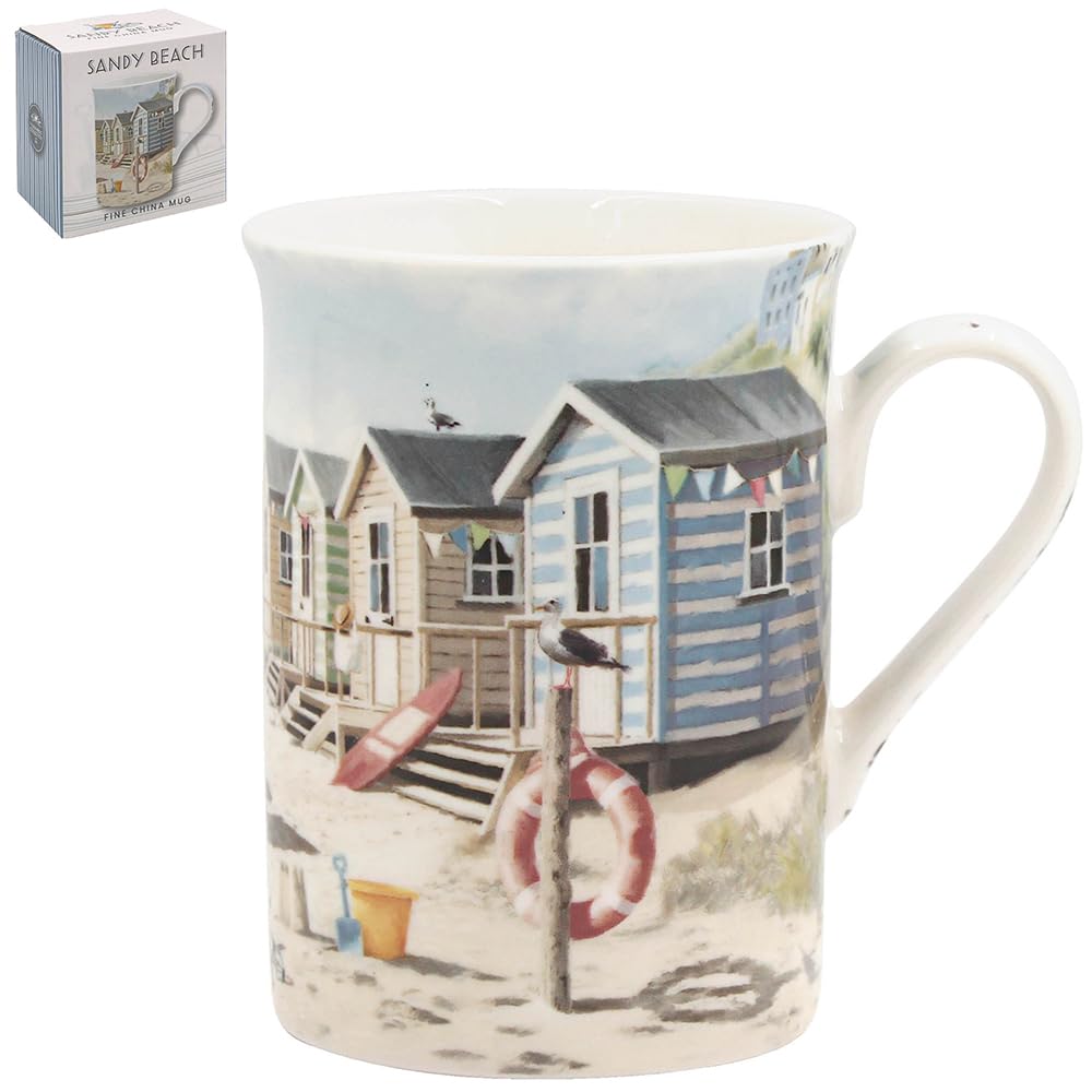 The Leonardo Collection Macneil Sandy Beach Fine China Sandy Beach Can Mug 300ml for Hot & Cold Drinks | Durable Coffee Cups for Home & Office | Easy-to-Hold Coffee Mugs for Beverages & Daily Use