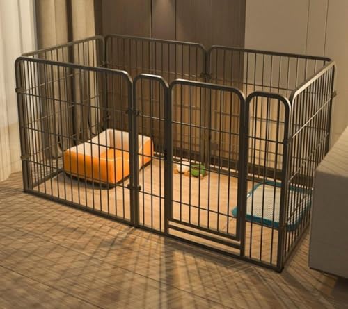 【Woxiro】 ペットフェンス ペットサークル サークルケージ 120×60cm 6 枚 セットドア付接続式 折りたたみ 柵 置くだけ 室内室外兼用 簡単組み立て 工具不要 自立 形組み換え可能 小型犬 猫 うさぎ レイアウト自由 メタルパネル 60cm