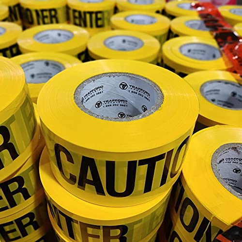 Crowd Control Warehouse PE Warning Tape, 2.0 mil x 1000 Ft. x 3 Inch, Yellow Tape with Crime Scene DO NOT Cross Black Print - Trafford Industrial