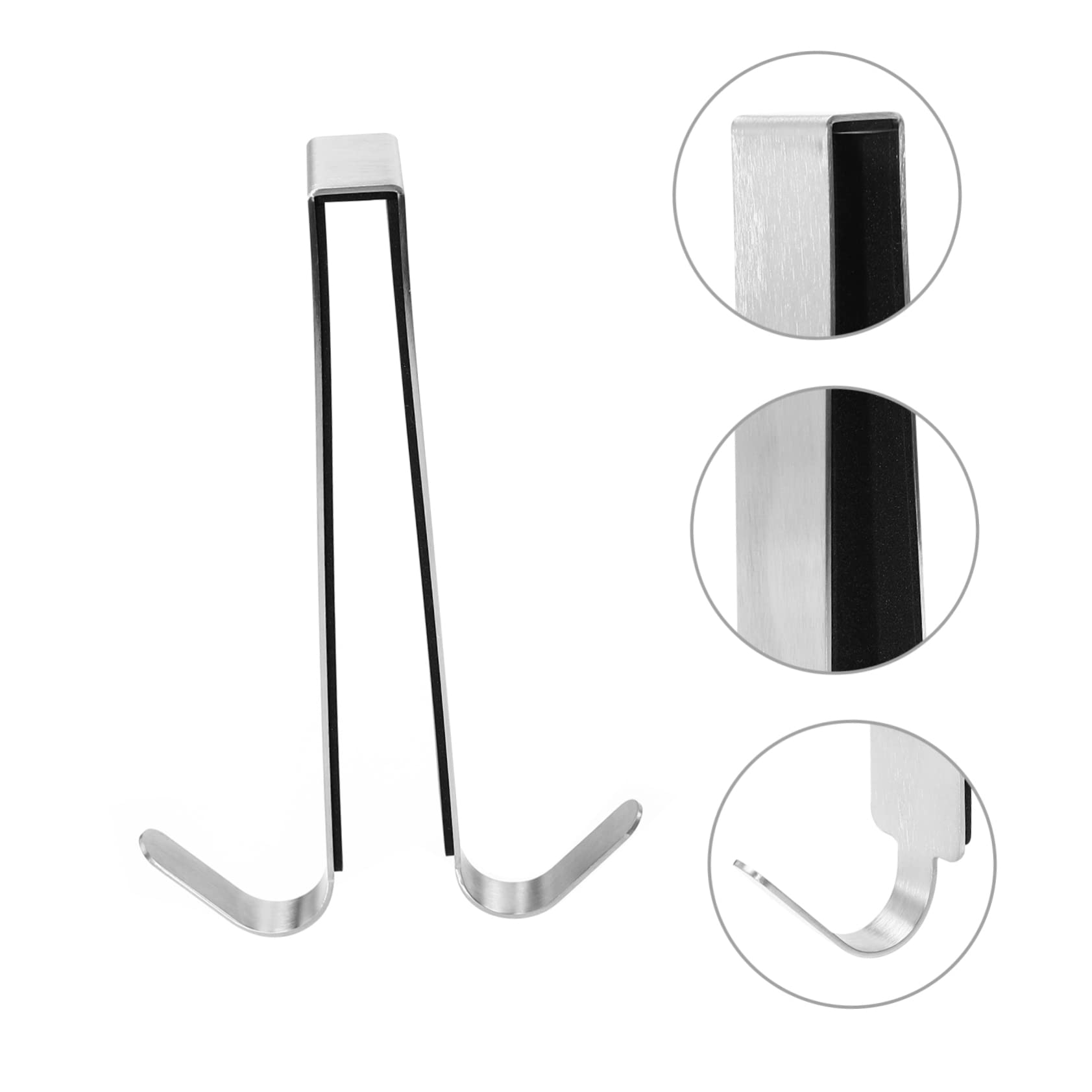 KICHOUSE 1pc Door Hook Storage Hooks Wall Hangers for Clothes Kitchen Cabinet Hooks Front Door Wreath Hanger Towel Hanger Bathing Towel Hooks Storage Hangers Double Silver Stainless Steel